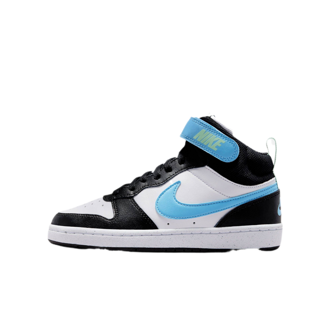 Court High — white, black and blue high-top sneaker